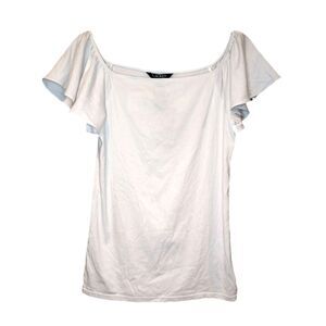 NWT Lauren Ralph Lauren White Off Shoulder Top Size M Quiet Luxury Minimalist